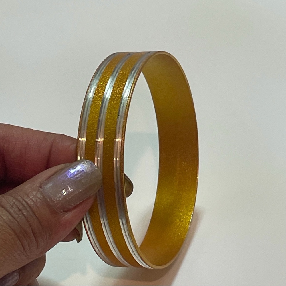Vintage Gold-Tone and Silver-Tone Metal Bangle, 1970s Disco Era